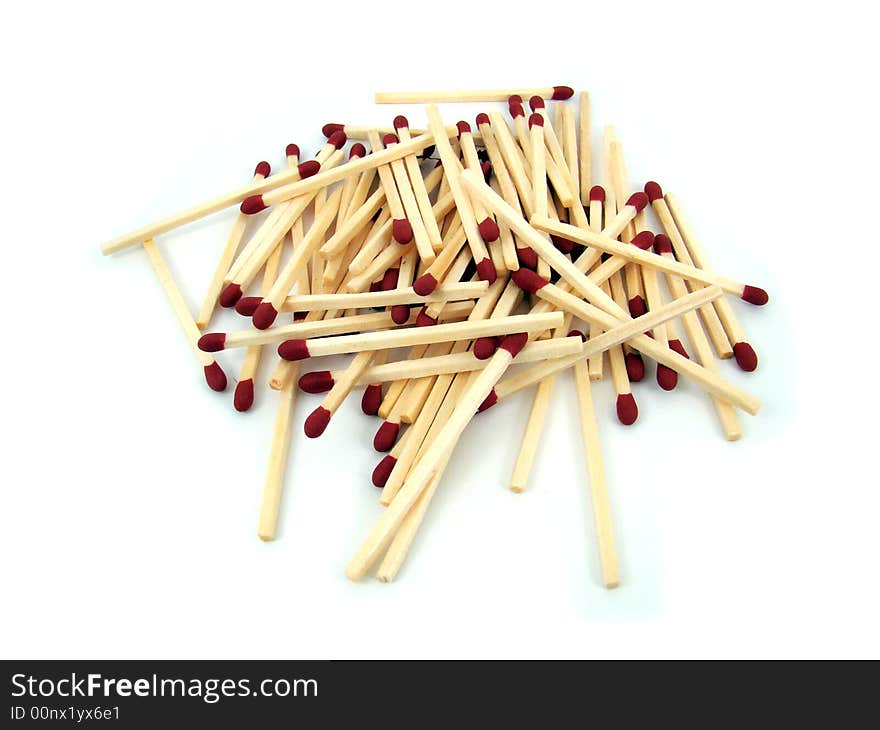 A pile of matches in various positions.