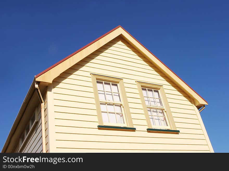 Exterior of a wooden home. Exterior of a wooden home.