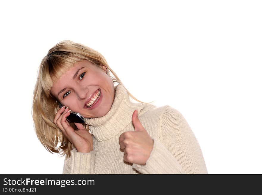 Smiling girl with mobile phone