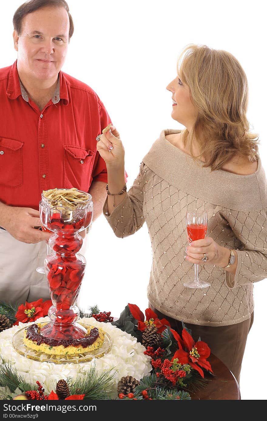 People at a holiday party isolated on a white background