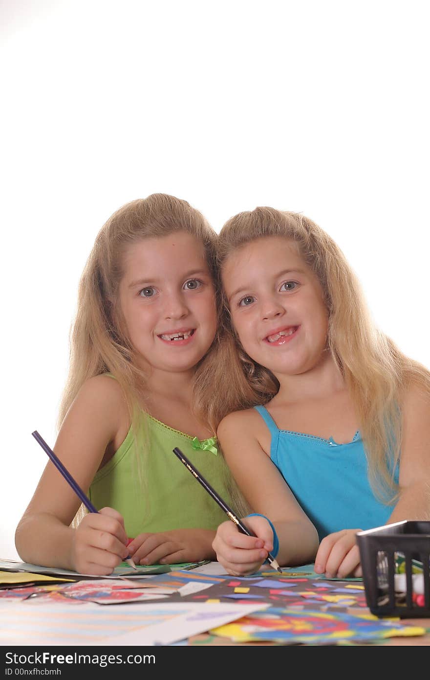 Sisters coloring vertical isolated on a white background