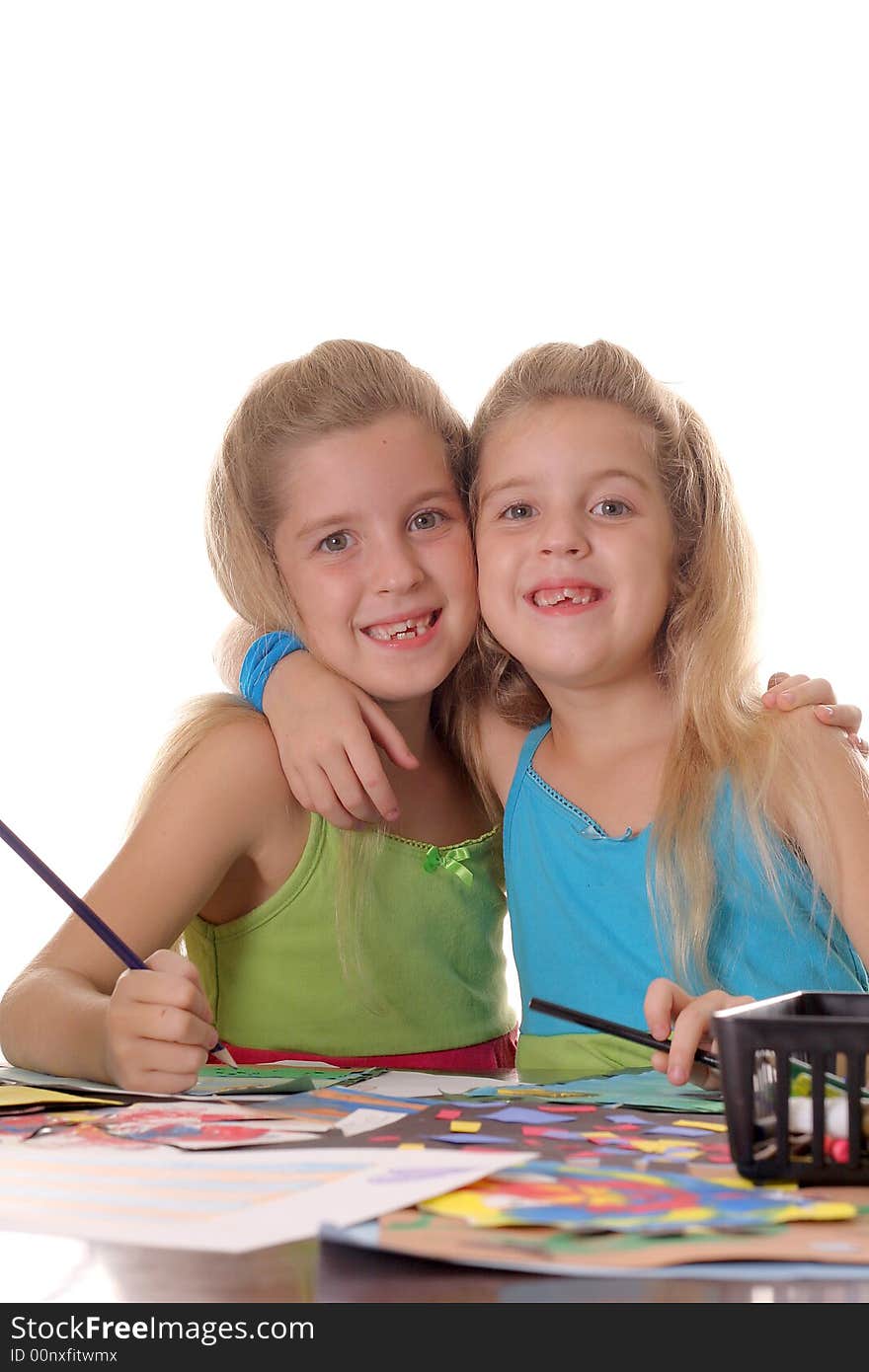 Sisters coloring vertical isolated on a white background