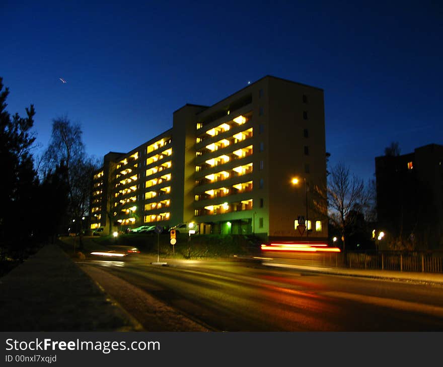 Night in Stockholm suburb Hässelby. Night in Stockholm suburb Hässelby