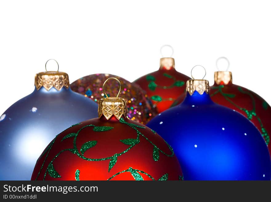 Mulicolored Christmas balls, isolated on white background