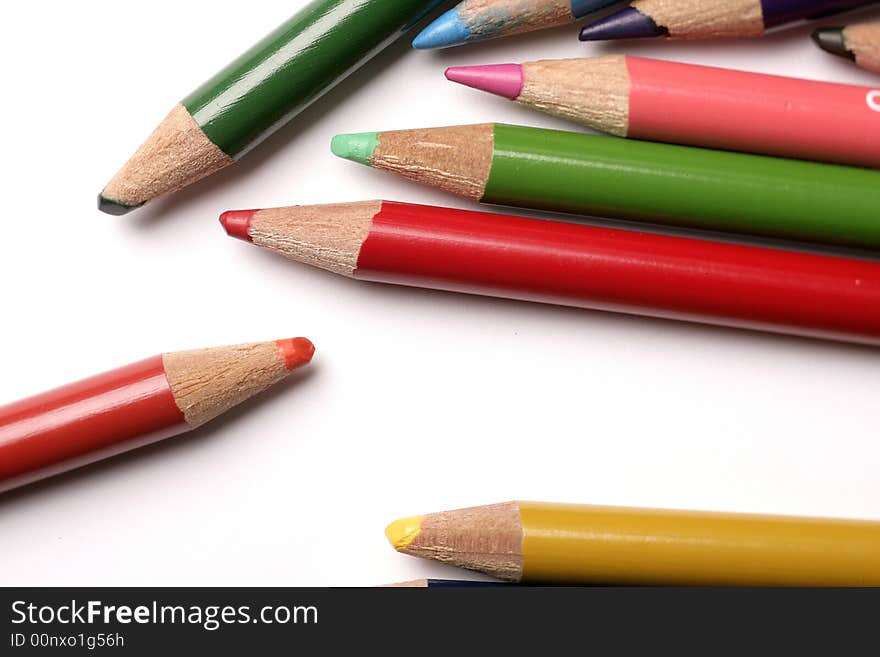 Colored pencils isolated on white background. Colored pencils isolated on white background