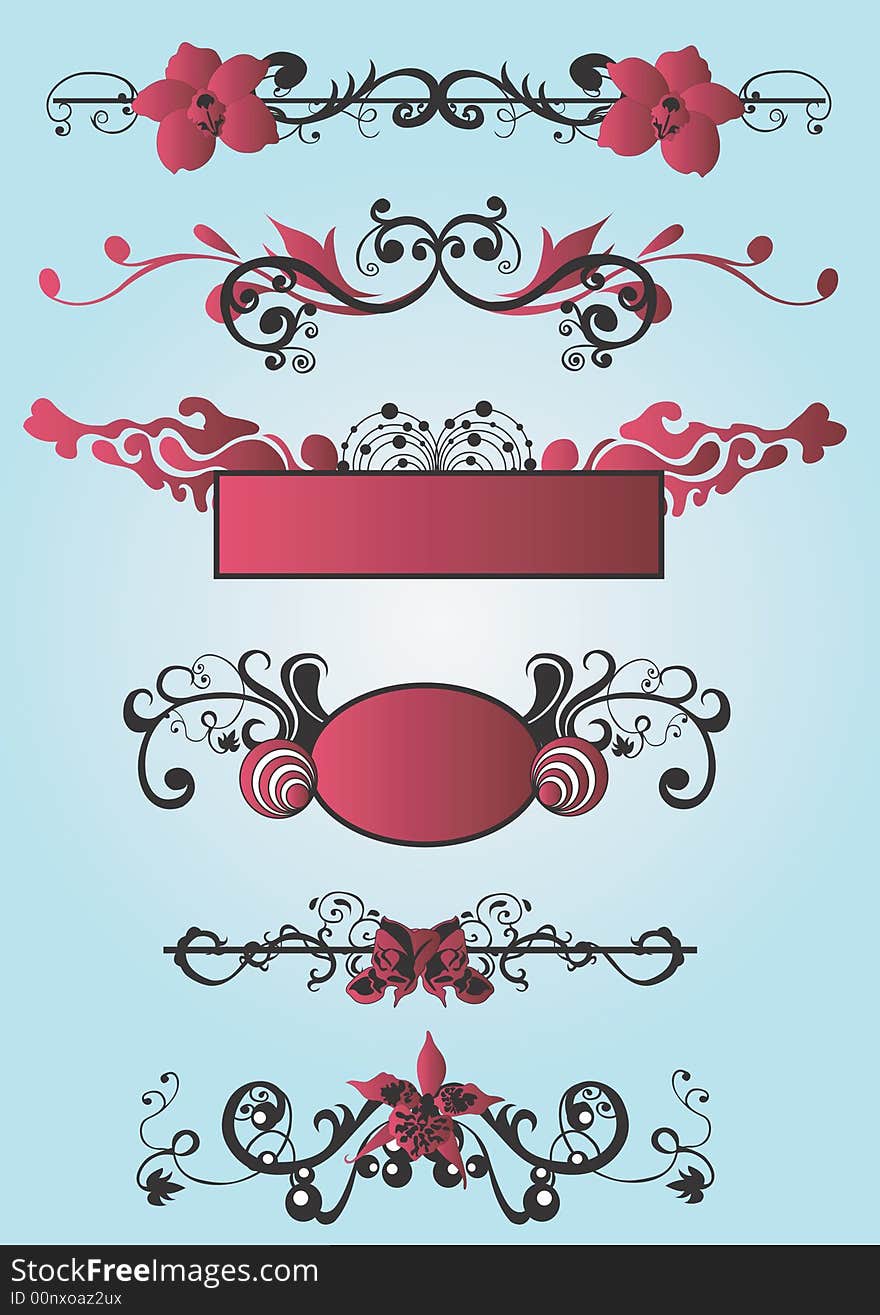 Illustration of decorative frames and patterns. Illustration of decorative frames and patterns