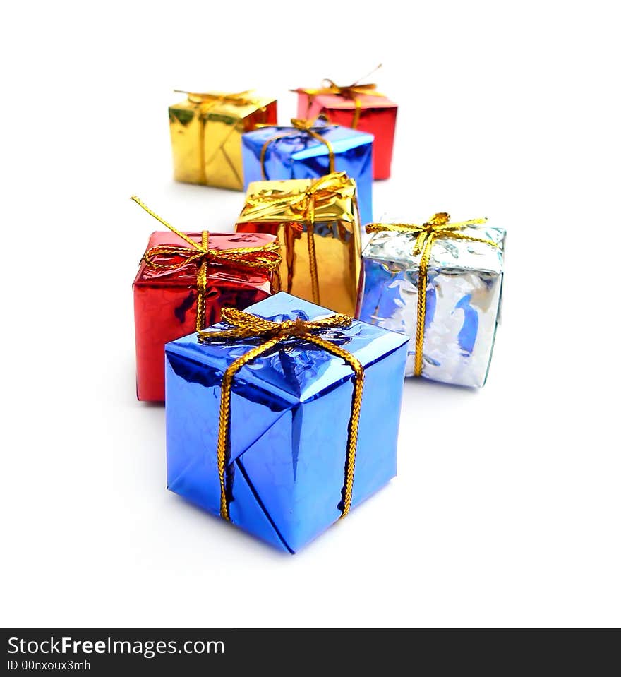 Colorful presents on white background. Colorful presents on white background