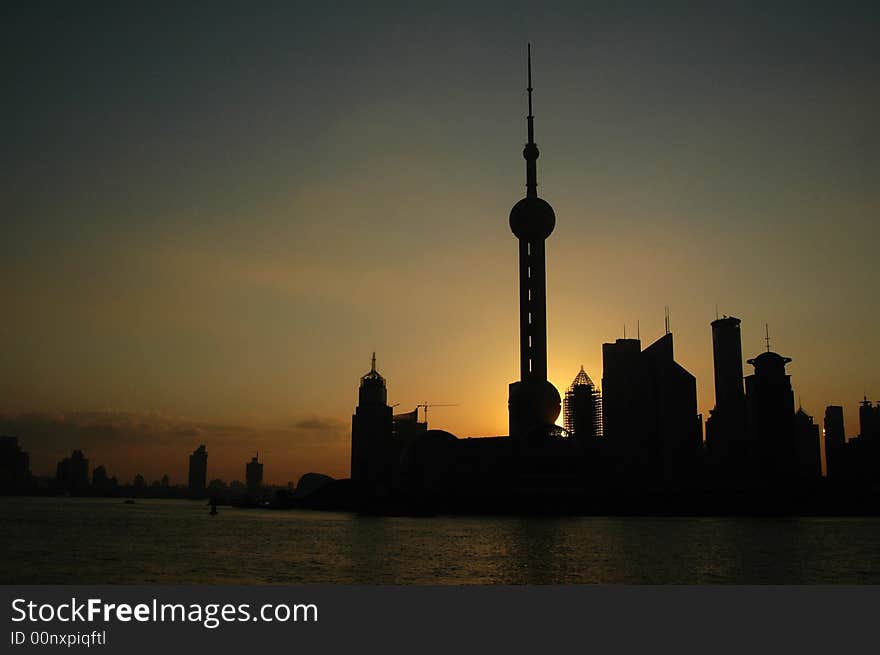 Photogram of high buildings and large mansions at Lujiazui of Shanghai. Photogram of high buildings and large mansions at Lujiazui of Shanghai