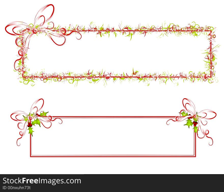 Decorative Ribbon And Holly Banners