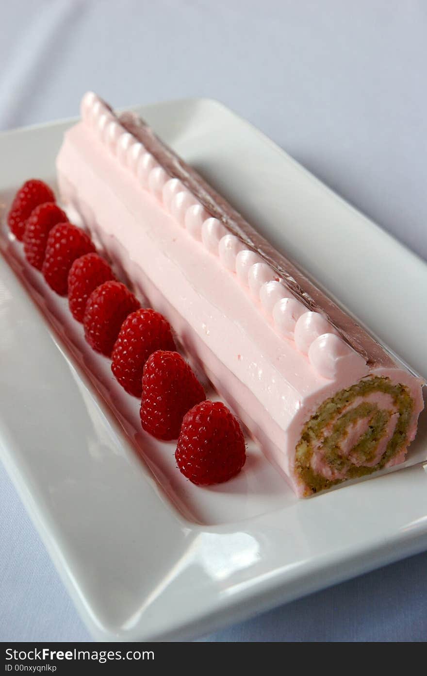 Strawberry Roulade with a raspberries