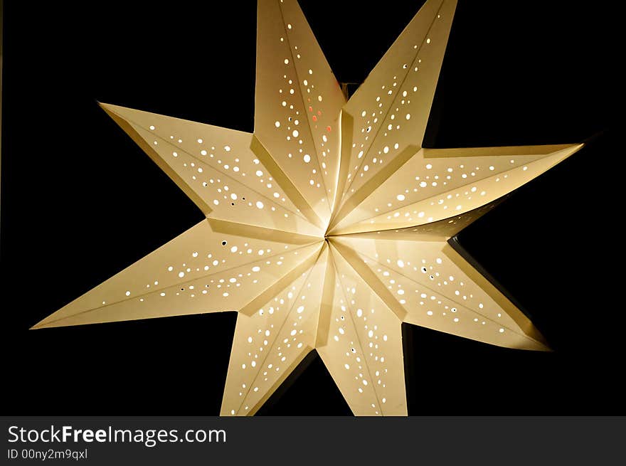 Decorative christmas star light at night. Decorative christmas star light at night