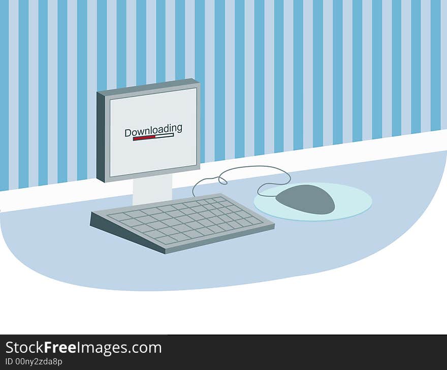 Illustration of a computer fully editable vector format available