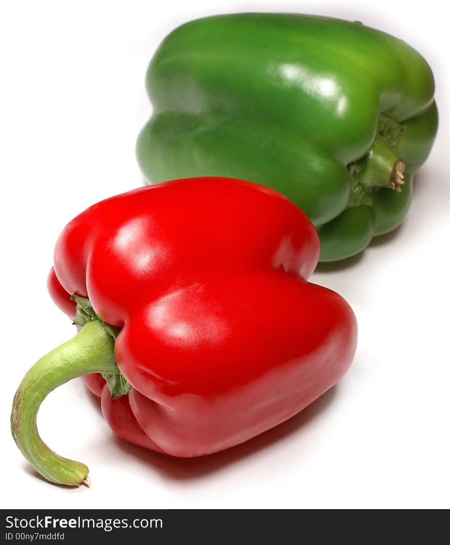 Red and green paprikas