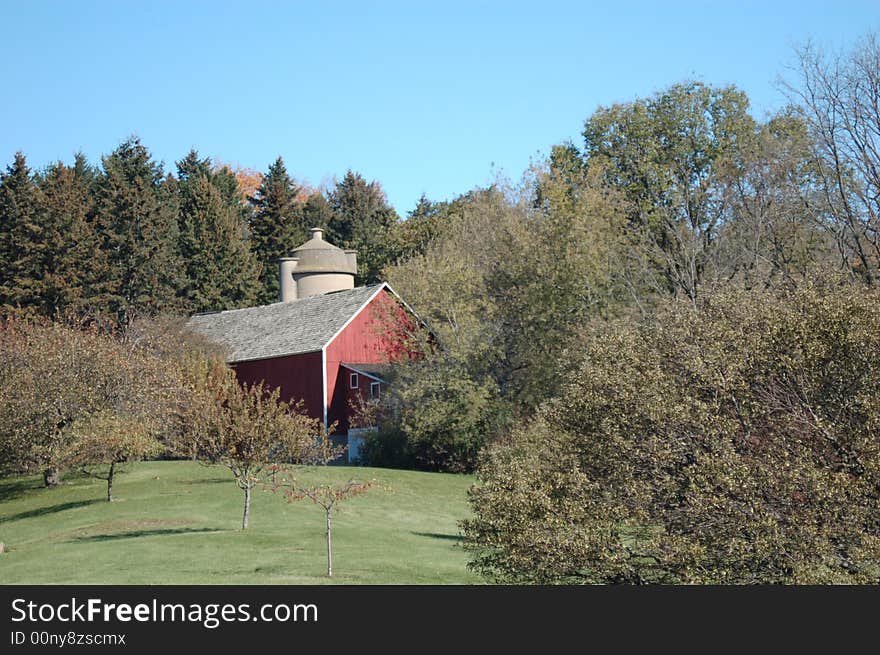 Horizontal photo of a red barn in Wisconin's Whitnall Park. Horizontal photo of a red barn in Wisconin's Whitnall Park.