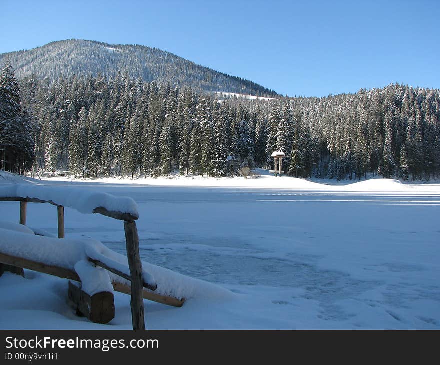 Transcarpathian winter landscape, with lack. Transcarpathian winter landscape, with lack