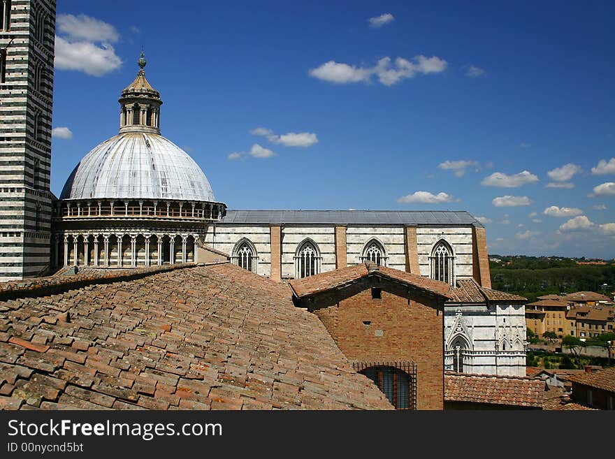 Siena, Italy rooftops and duomo. Siena, Italy rooftops and duomo