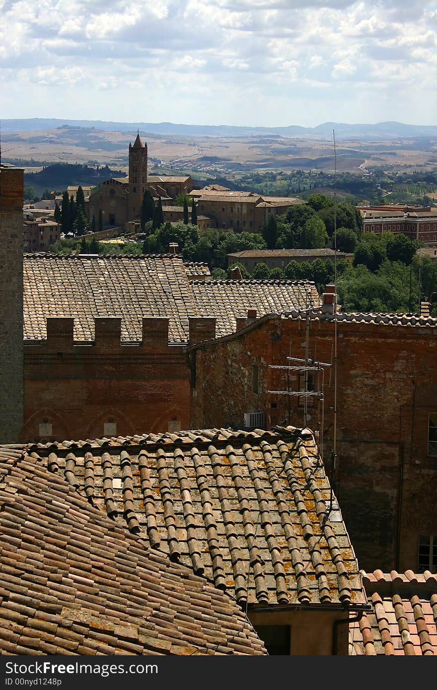 Rooftops and sky of Siena, Italy. Rooftops and sky of Siena, Italy