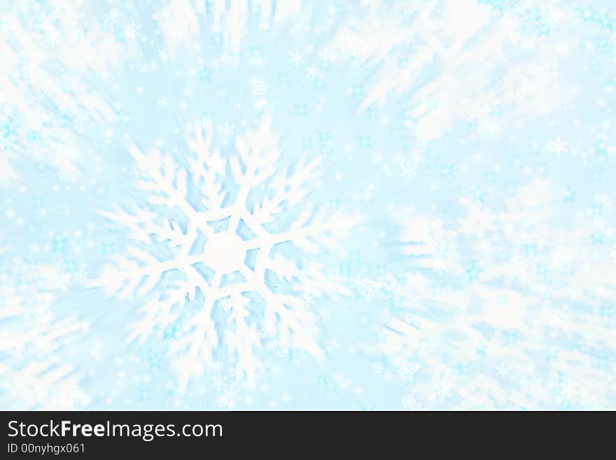 High-key, whimsical photo of snowflakes against an icy background with motion blur for a flurry effect. High-key, whimsical photo of snowflakes against an icy background with motion blur for a flurry effect.