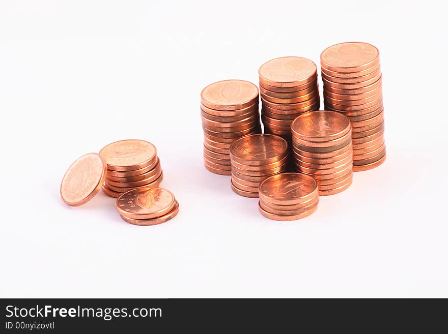 Coins isolated on white background.