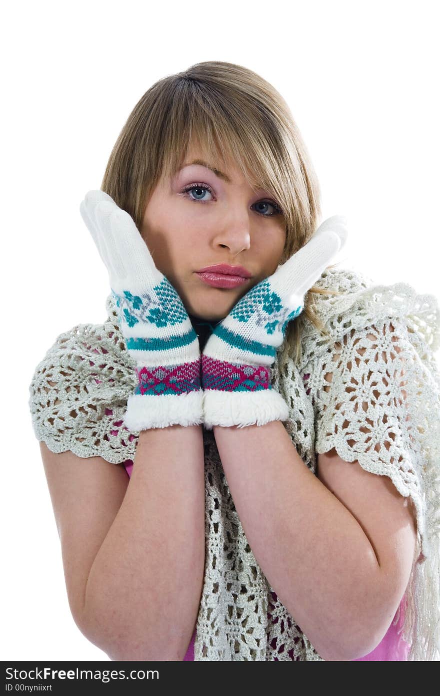 Beautiful woman with christmas decoration on isolated background