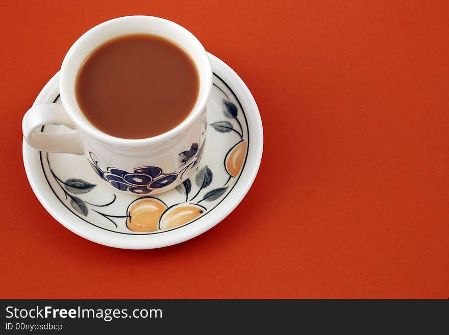 A Cup Of Strong White Coffee.brown Background.