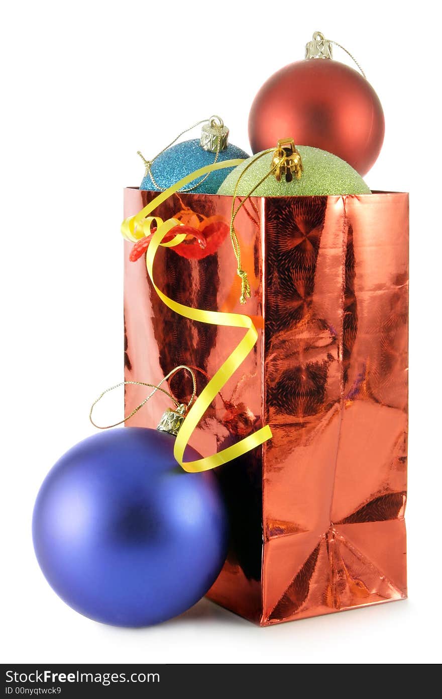 Bag With Colorful Christmas Balls