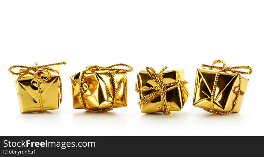 Golden Boxes Isolated