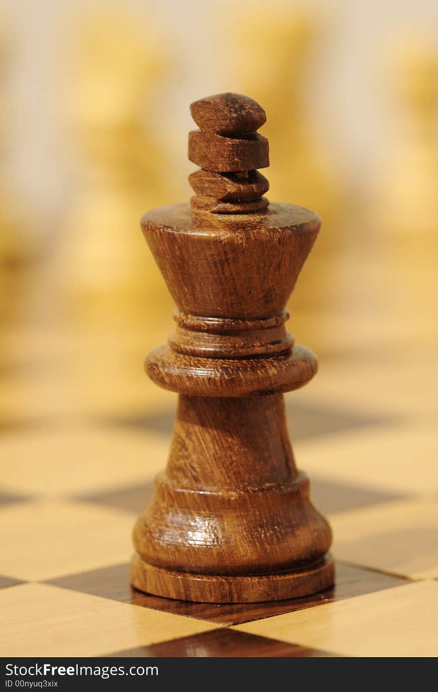 Chess king piece on a chessboard