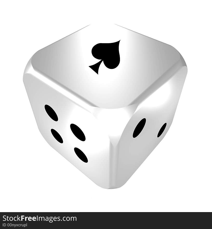 Rendered dice showing an Ace for its 'one'. Rendered dice showing an Ace for its 'one'