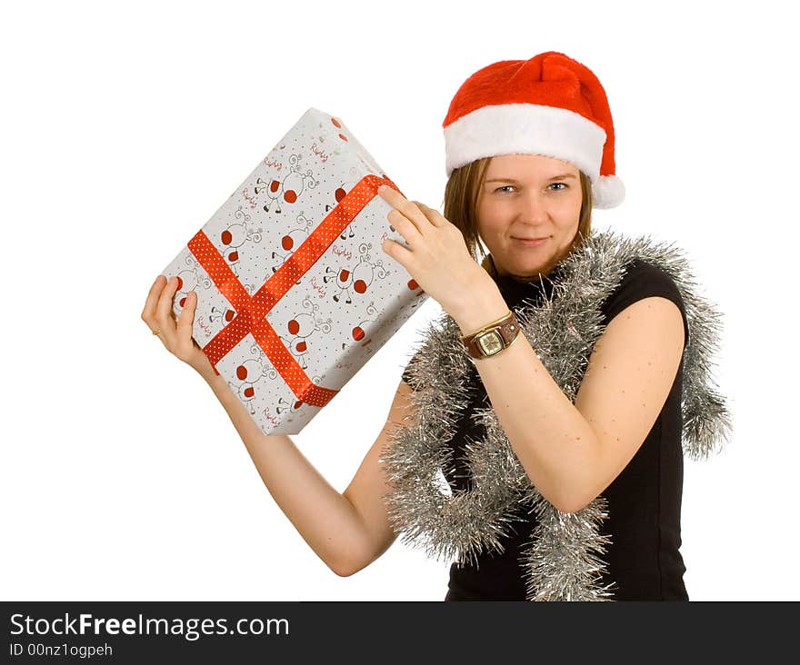 Young smiling girl with santa hat