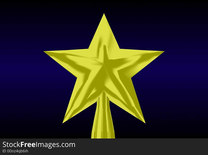 Golden star on top of a tree isolated