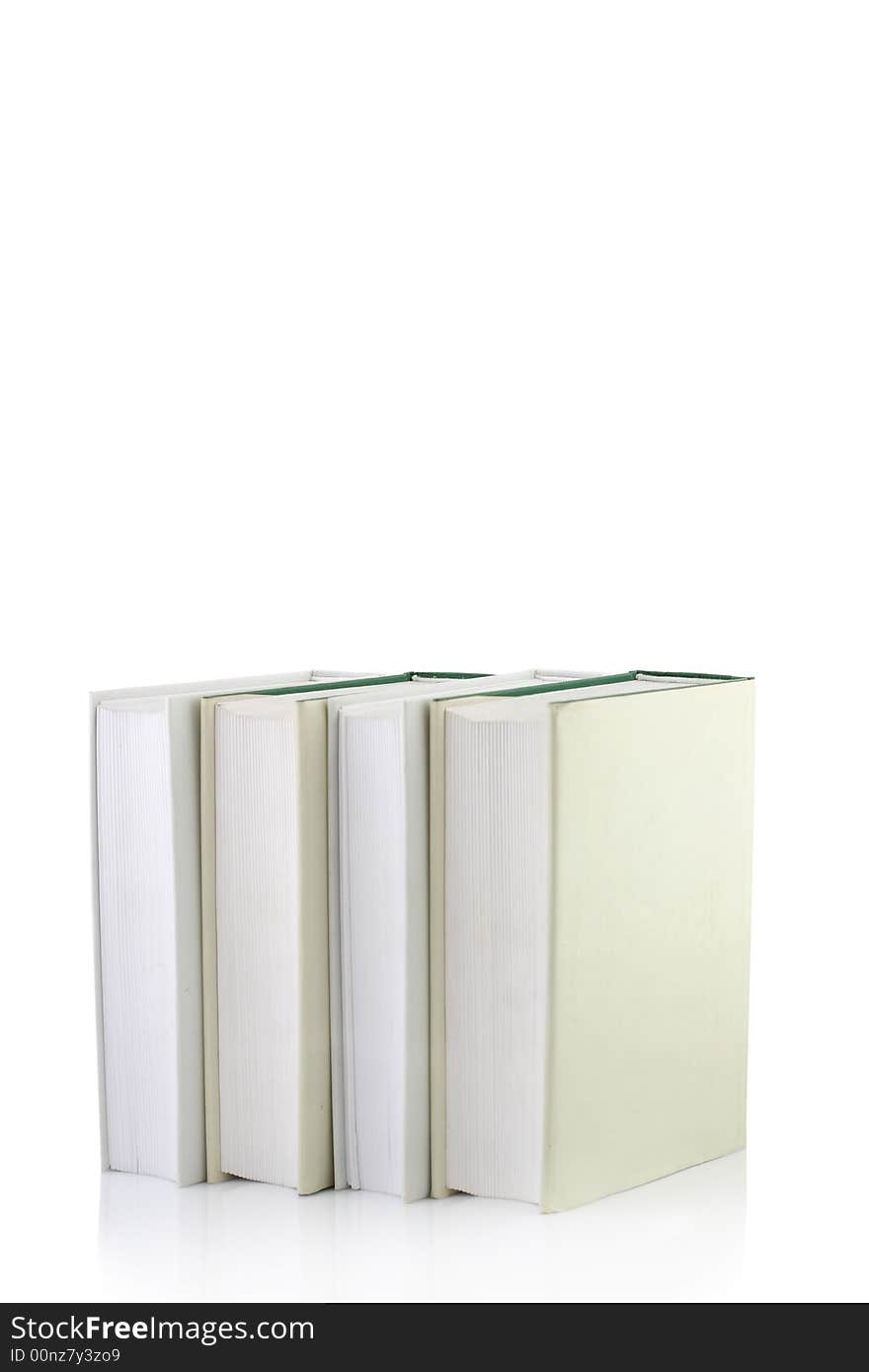 Four books on white background