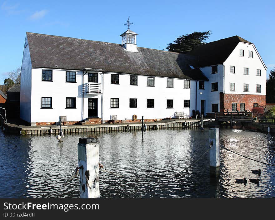 Historic Mill on the River Thames in England