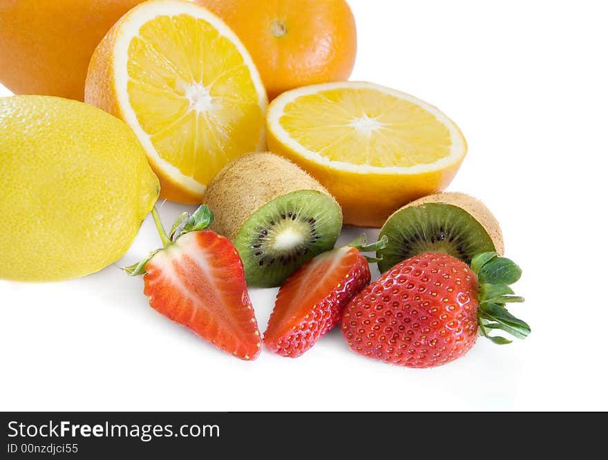 Fresh fruits isolated on a white