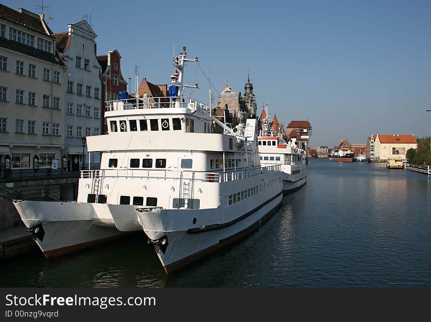 Ship moored in a european port