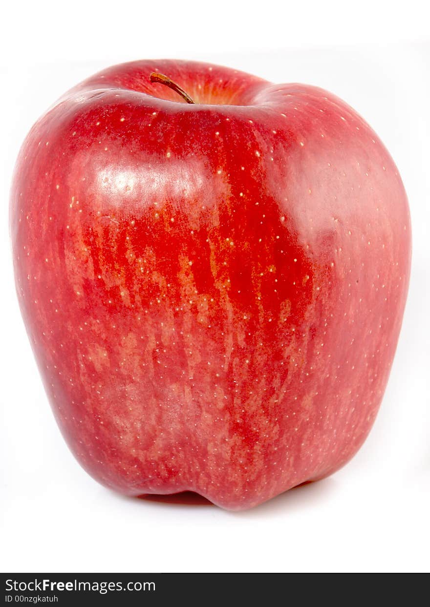 A red apple on white background.