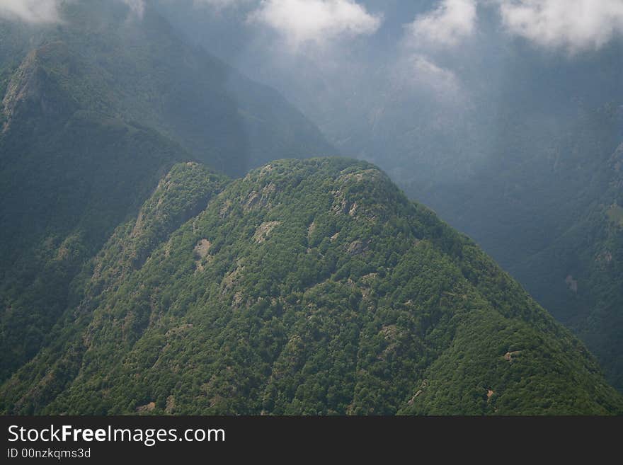 Aerial view of the mountains in the north side of the valley. Aerial view of the mountains in the north side of the valley