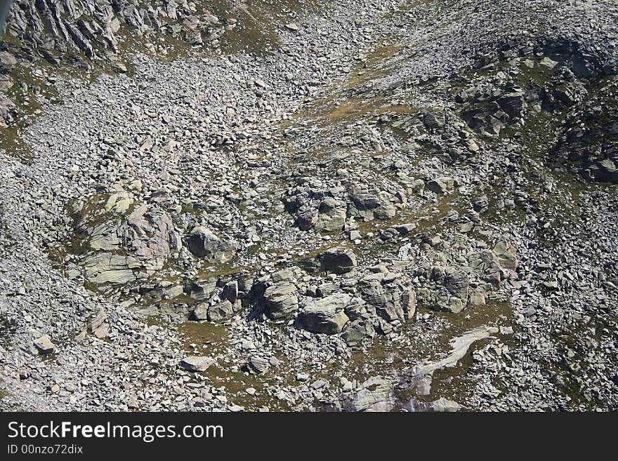 Closeup aerial view of t6he flank of a mountain in Spluga valley. Closeup aerial view of t6he flank of a mountain in Spluga valley