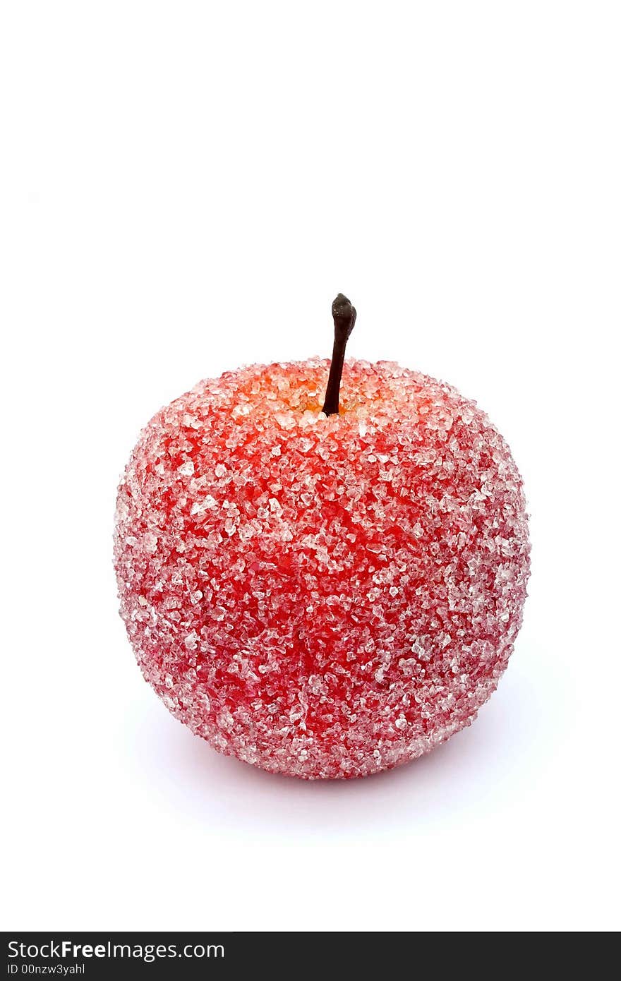 Closeup of a sugar coated apple.