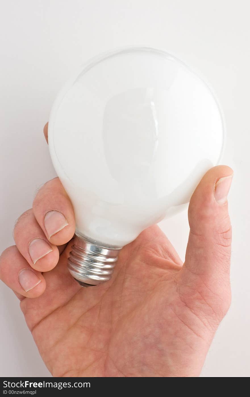 Hand with lamp isolated on white. Hand with lamp isolated on white