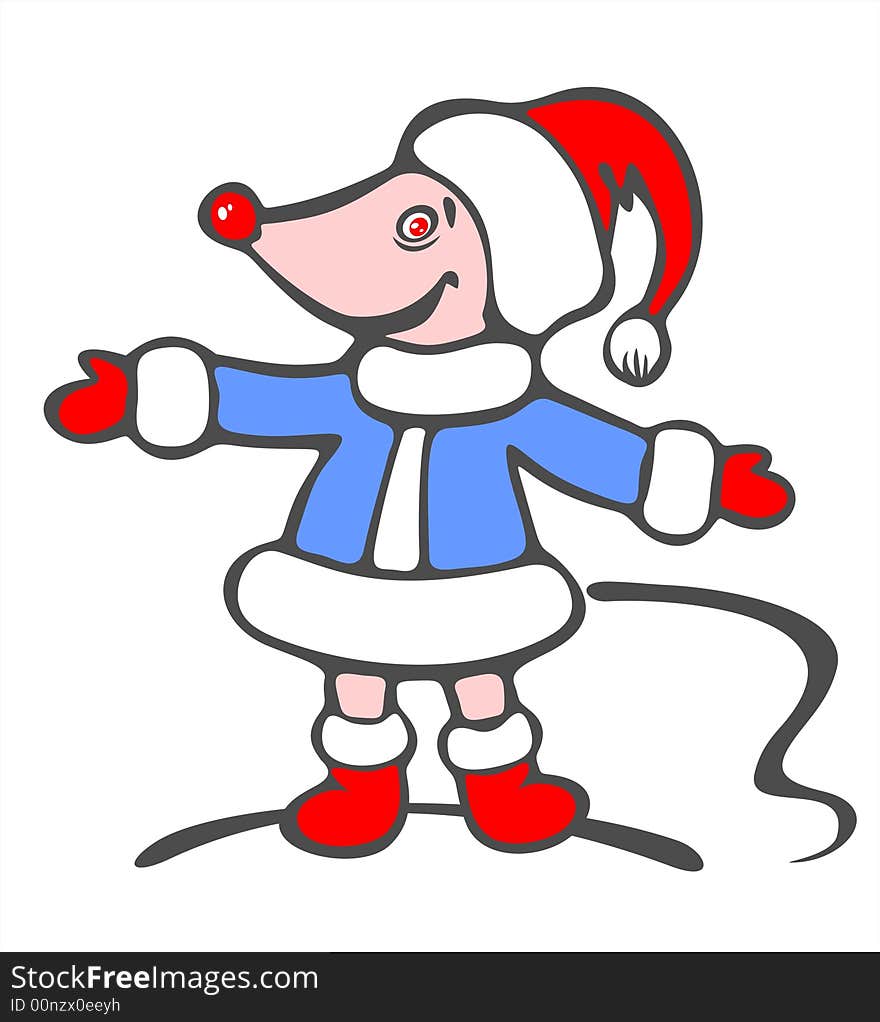 Stylized Christmas mouse on  a white background. Digital illustration. Stylized Christmas mouse on  a white background. Digital illustration.