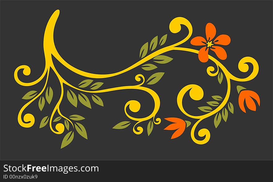 Stylized flower pattern on a dark background. Digital illustration. Stylized flower pattern on a dark background. Digital illustration.