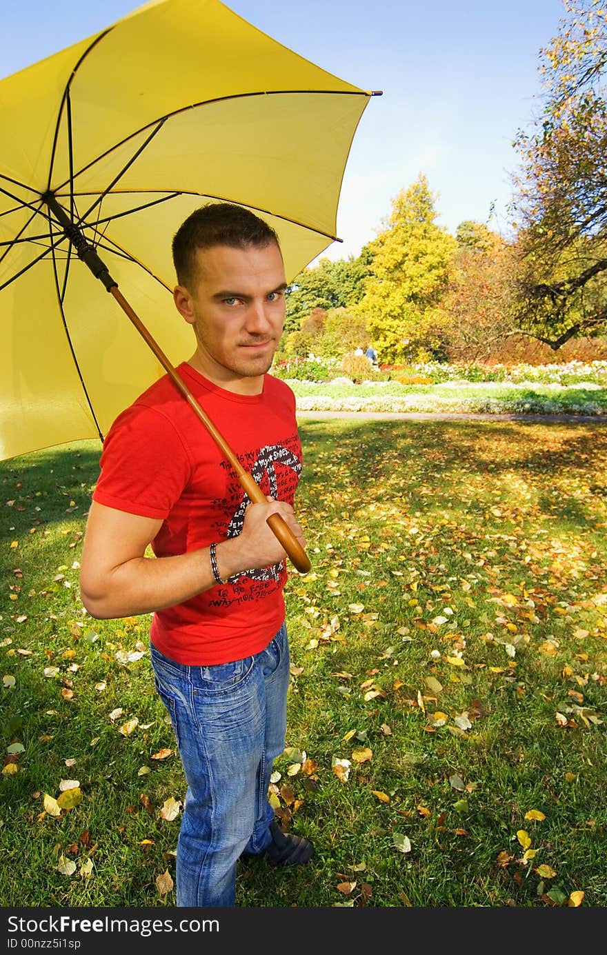 Guy With Yellow Umbrella