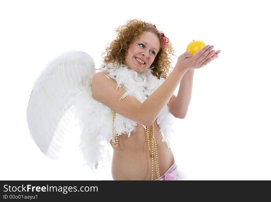 Sexual angel on isolated background