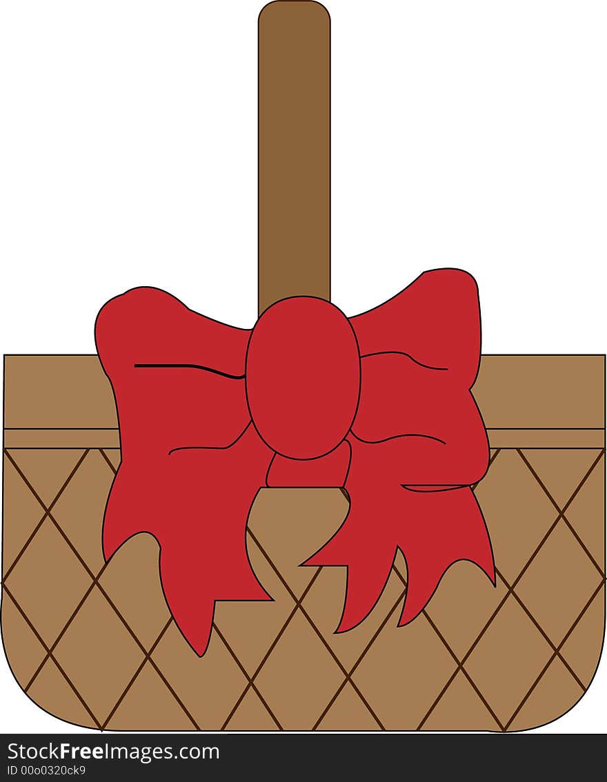 Basket with red bow on it