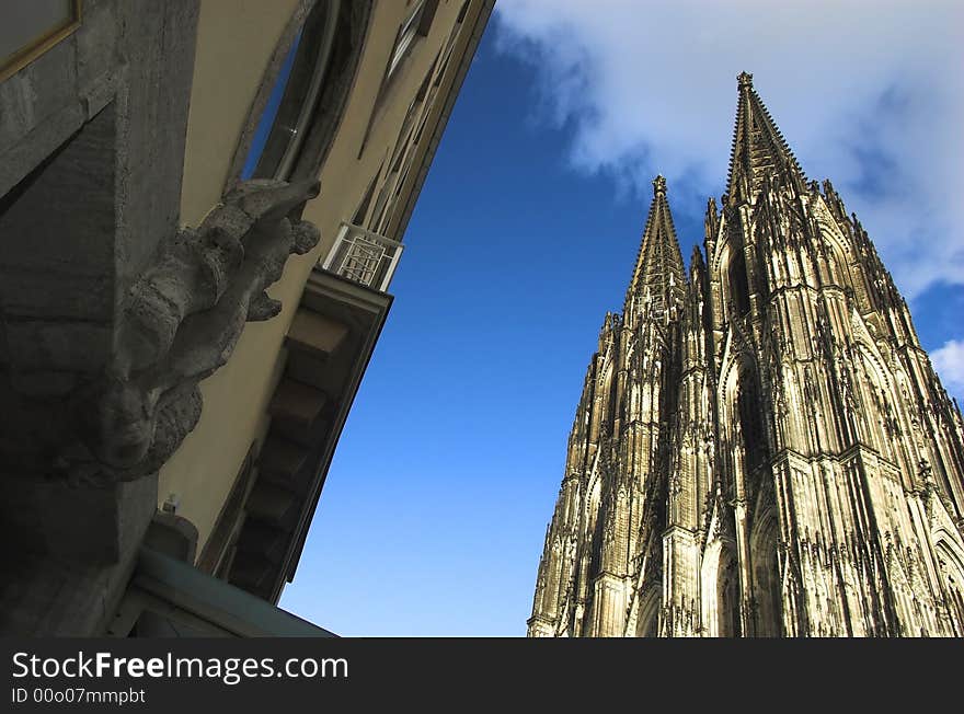 Cathedral in Cologne front side shot on a sunny winter day