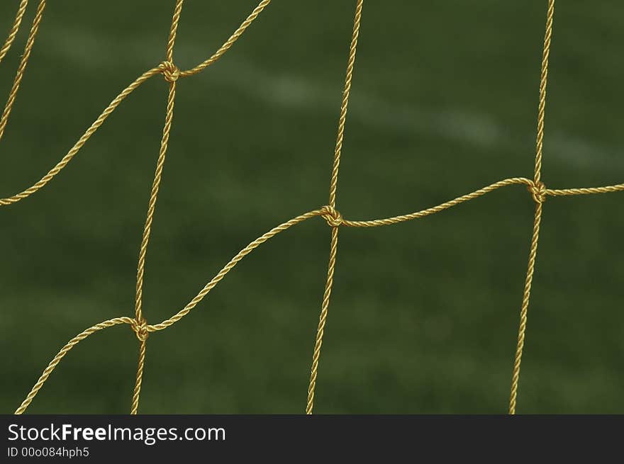 Soccer net twisted by wind