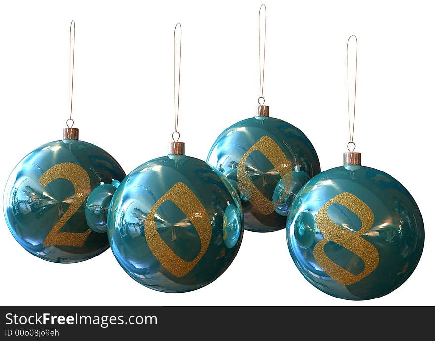 Image of 3d blue christmas balls. White background.