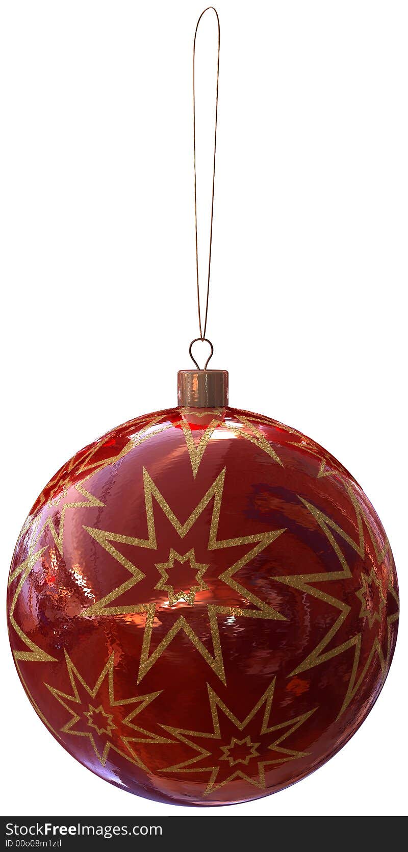 Image of 3d red christmas ball. White background.