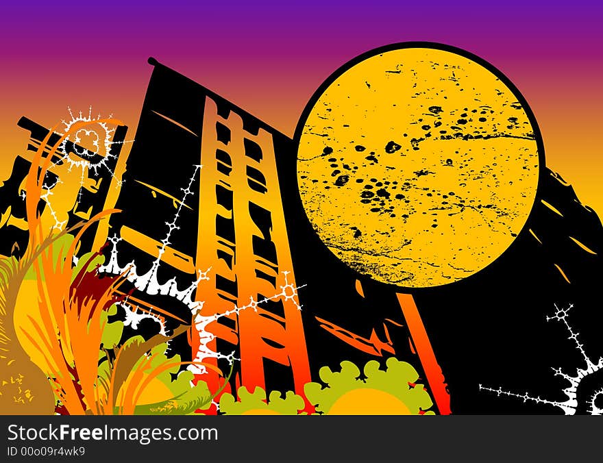 Abstract  illustration silhouette building. Abstract  illustration silhouette building